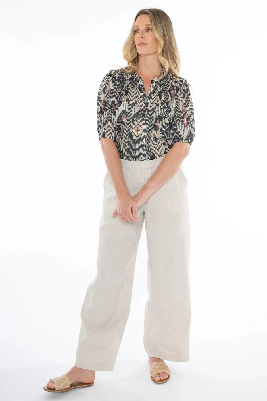 Jump - Fly Front Linen Pant Flax | J7078A