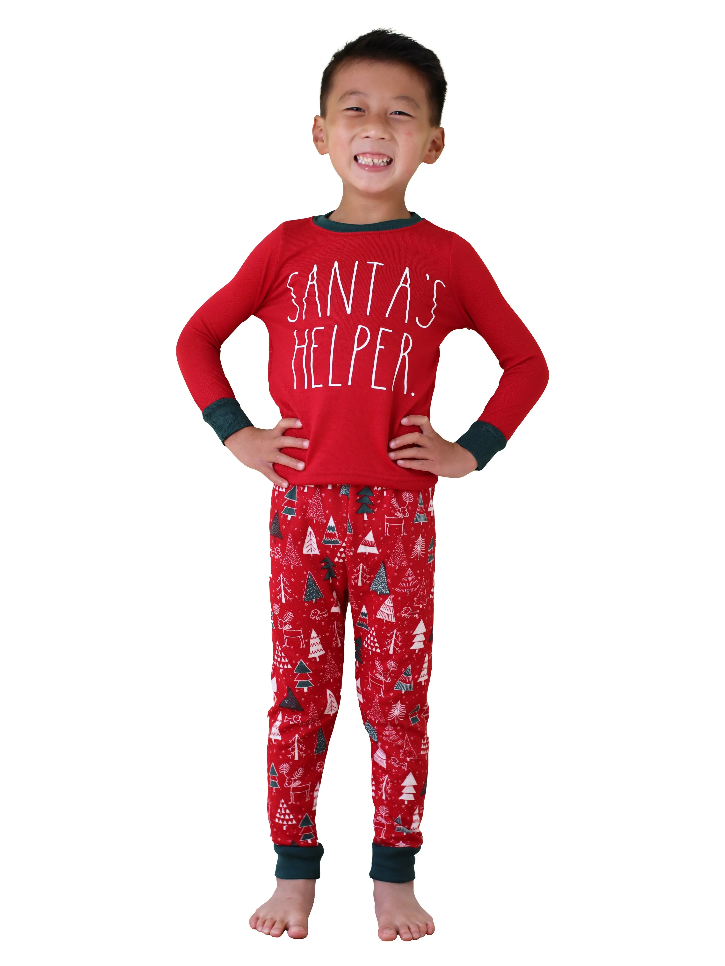 Kids "SANTA'S HELPER" Long Sleeve Top and Jogger Pajama Set