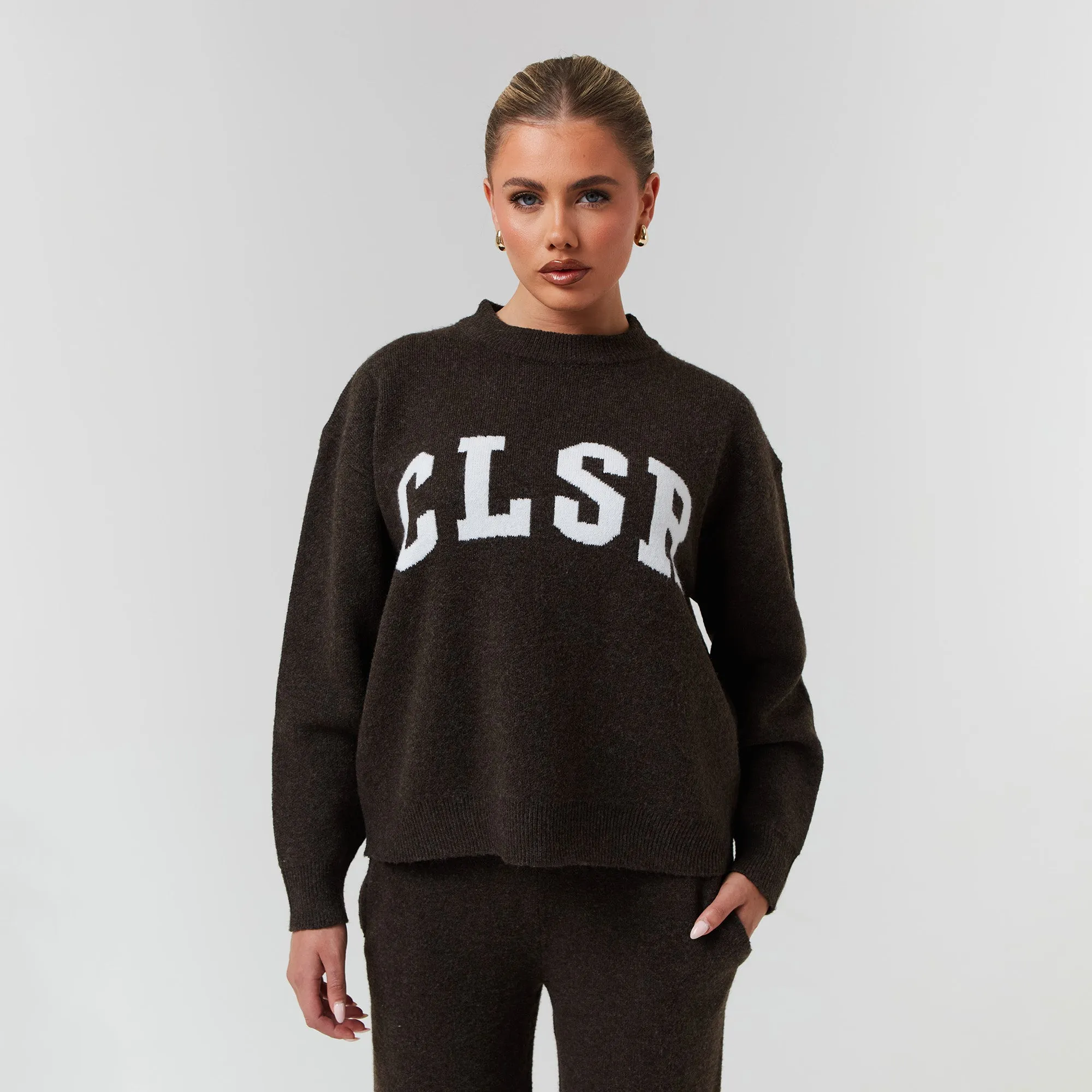 Knit Crewneck Set | Brown Marl