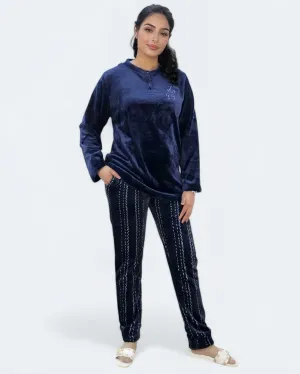 Ladies Coral Fleece Classic Pajama Set