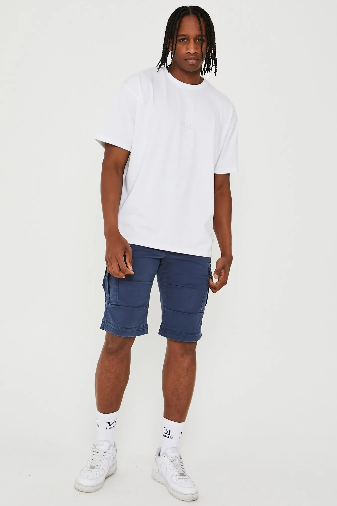 Langford Cargo Cotton Shorts - Blue