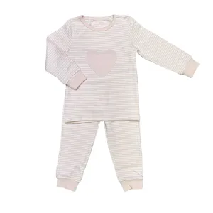 Light Pink Stripe and Heart Toddler Pajama Set