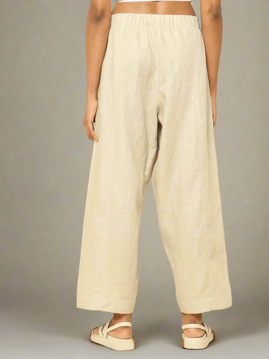 Linen Barrel Pants Beige