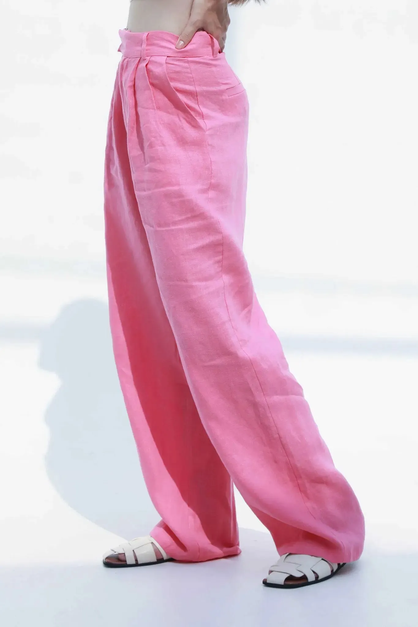 Linen High Waisted Wide Leg Pants