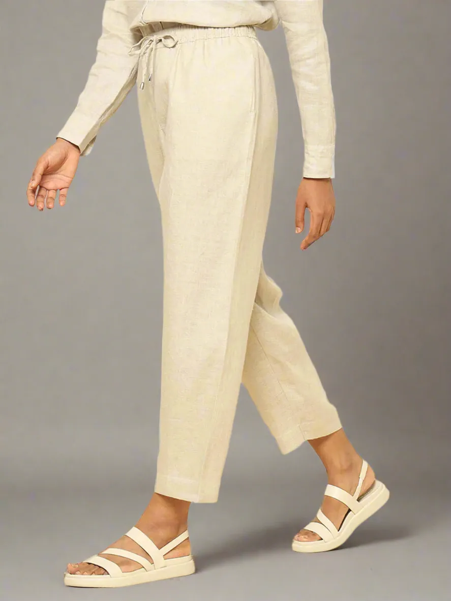 Linen Tapered Pants Beige