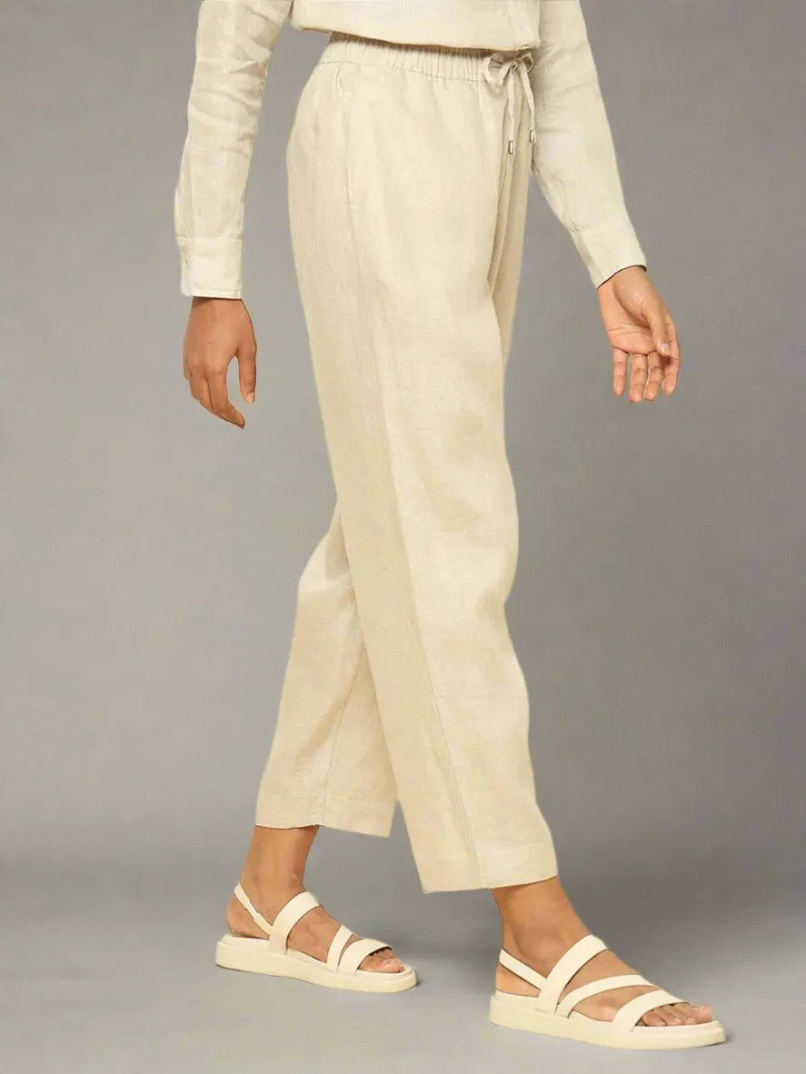 Linen Tapered Pants Beige