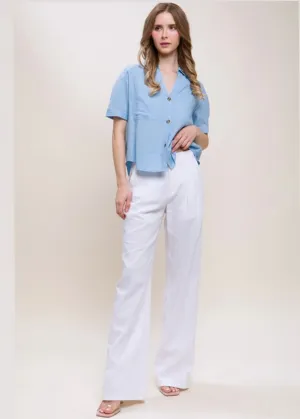 Luxe Linen Tailored Wide Leg Pants