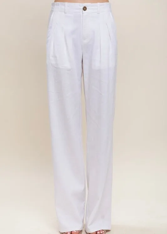 Luxe Linen Tailored Wide Leg Pants