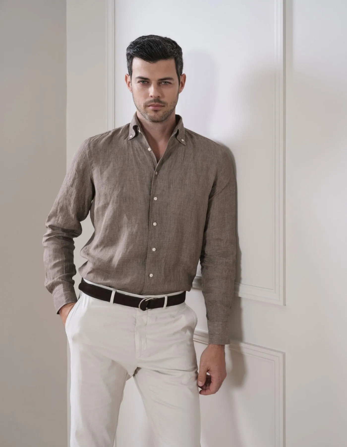 LUXURY LINEN BUTTON DOWN COLLAR SHIRT