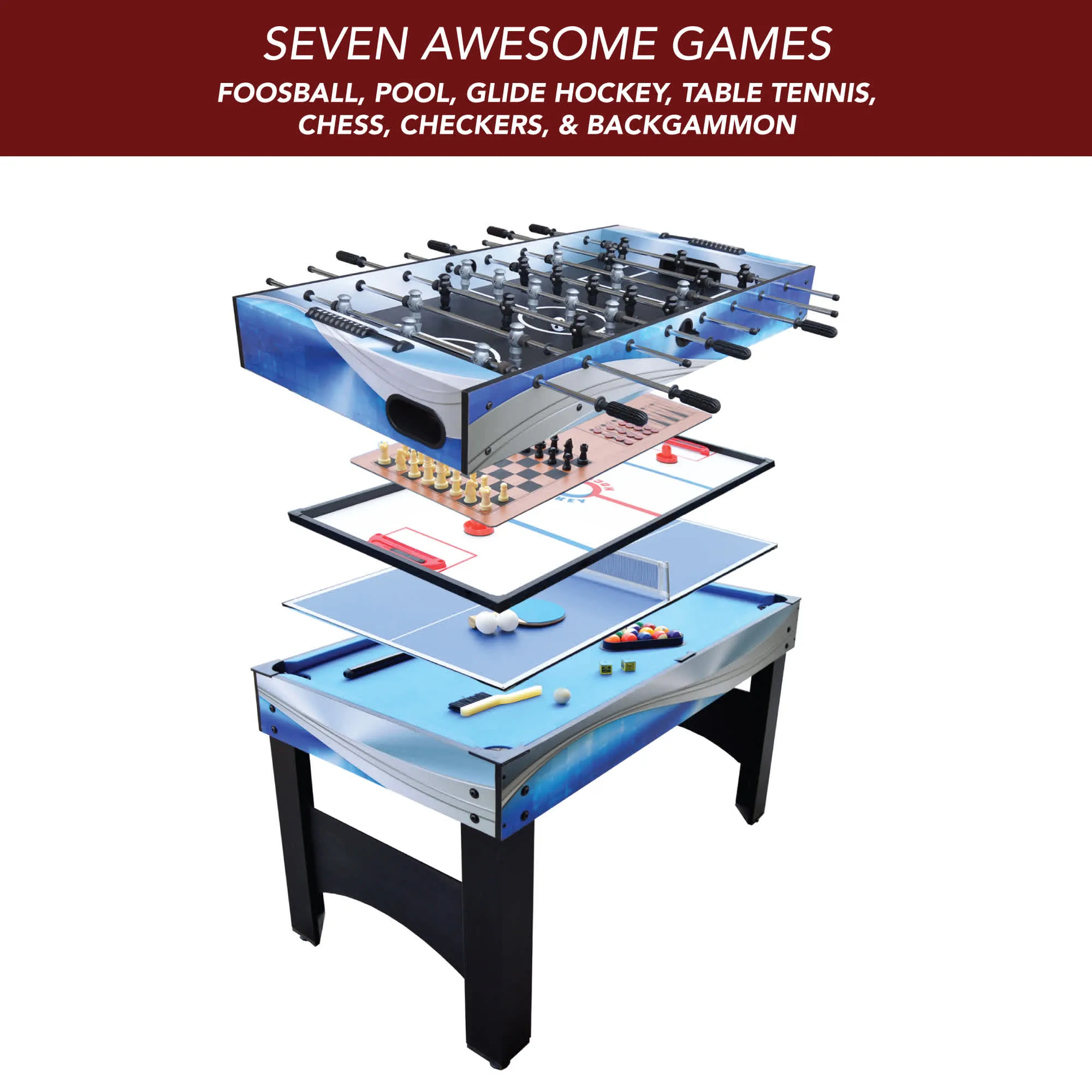 Matrix 54-in Foosball 7-in-1 Multi-Game Table