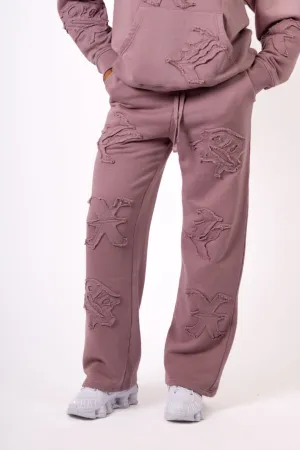 Mauve All Over 'LNP' Motif Straight Leg Joggers