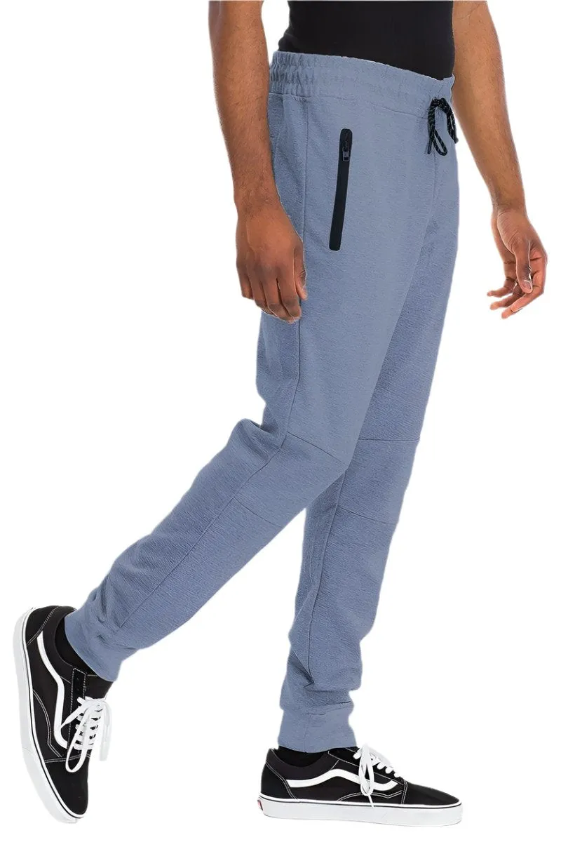 Mens Blue Black Trim Heathered Cotton Sweat Pants