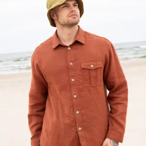 Men’s long sleeve linen shirt MONTREAL in HEAVY linen