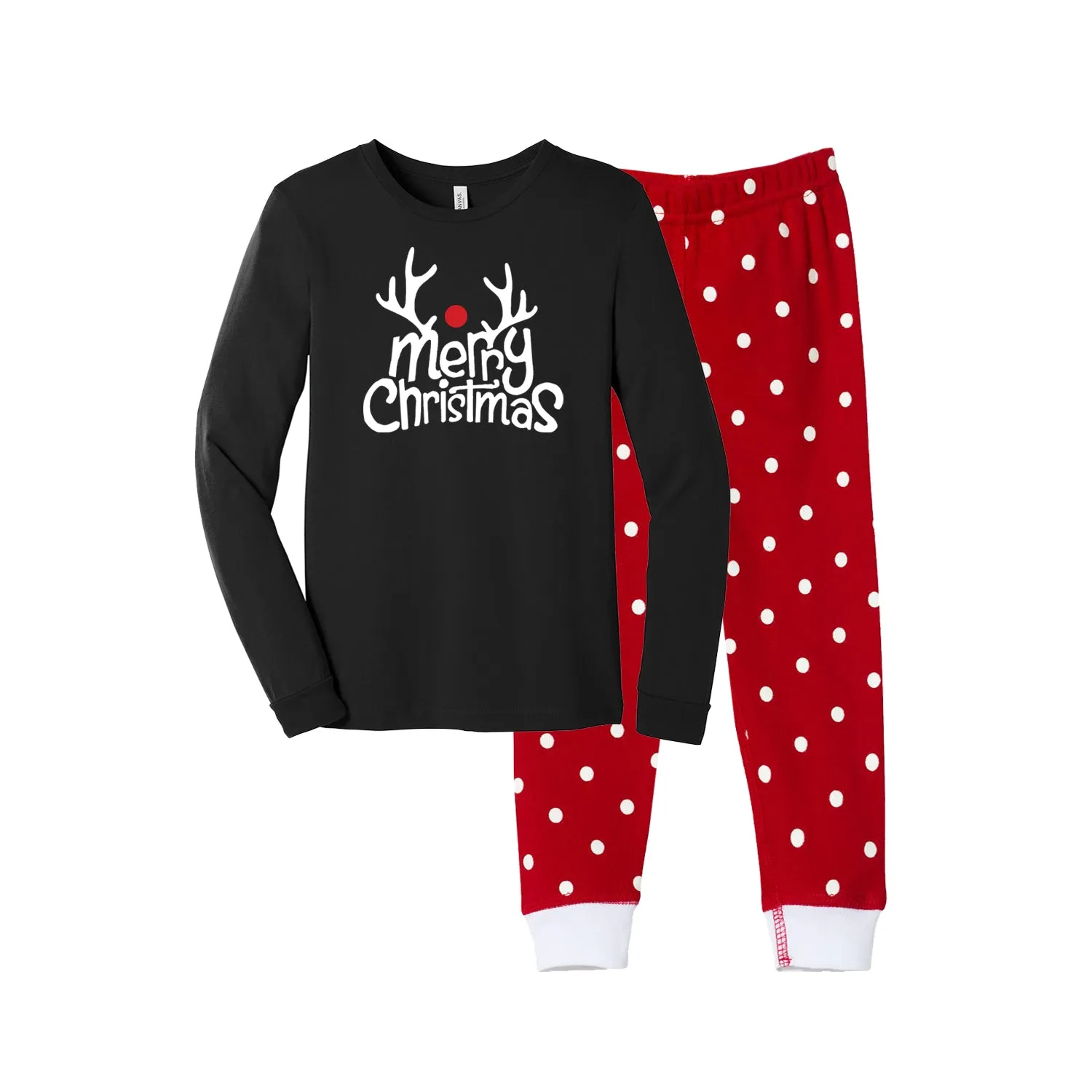 Merry Christmas Reindeer Toddler Pajamas with Red Dot Pants