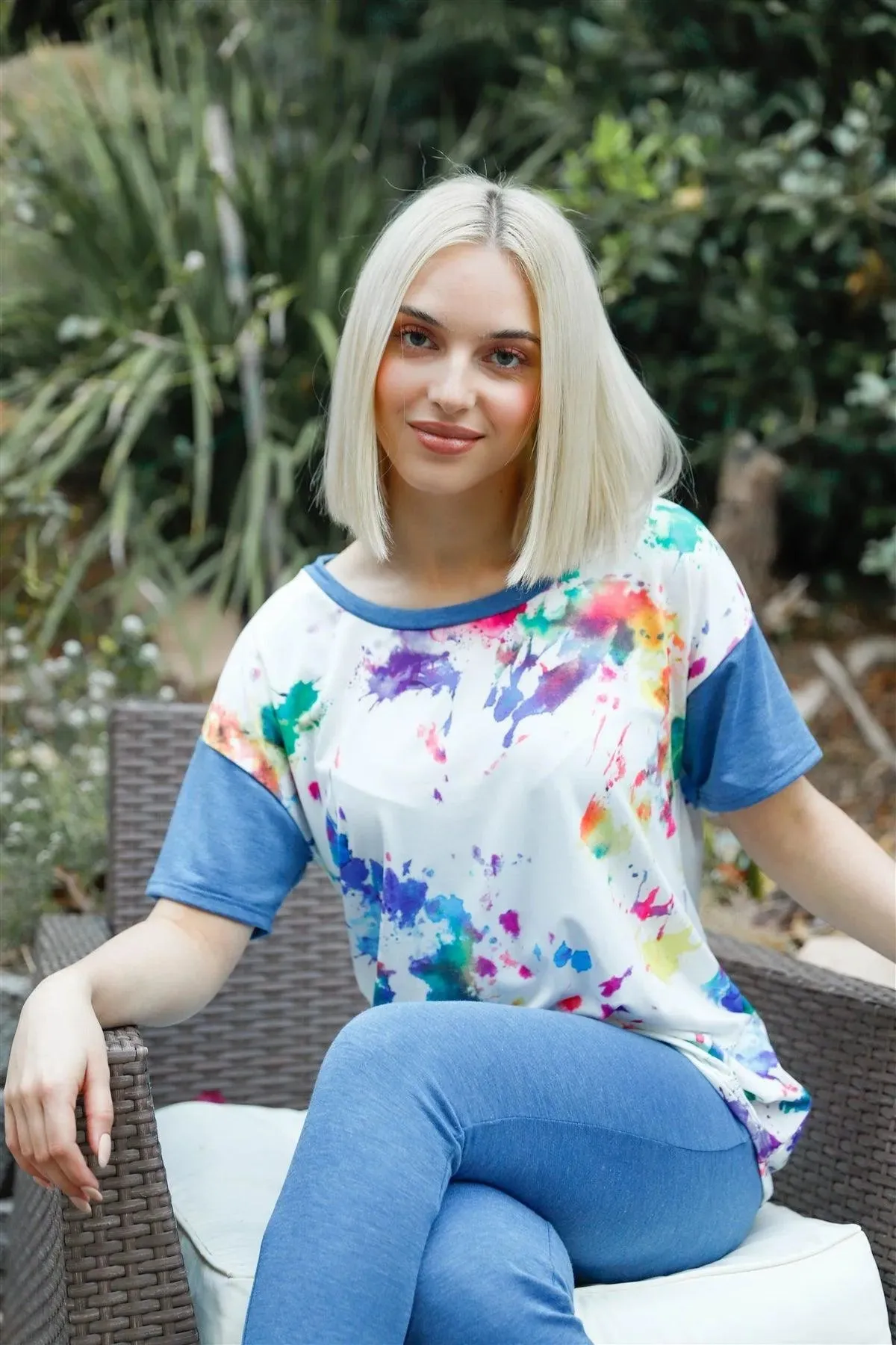 Multi Blush Tie-Dye Short Sleeve Top & Sweatpants Set /1-1-1