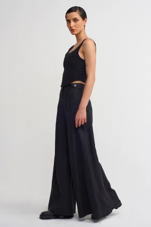 Nu Wide-Leg Linen Pants Black