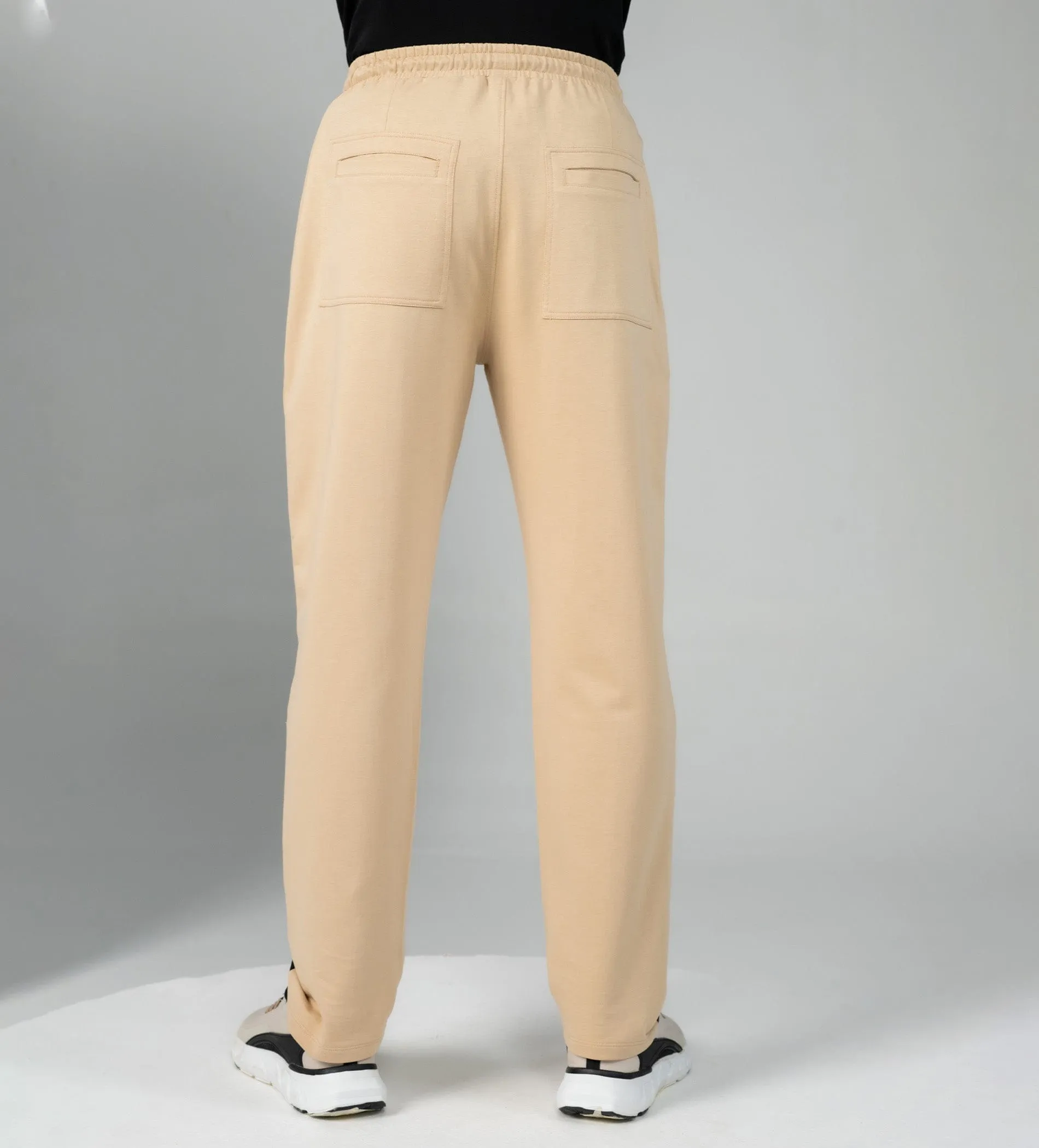 Oatmilk wide leg contrast trackpant