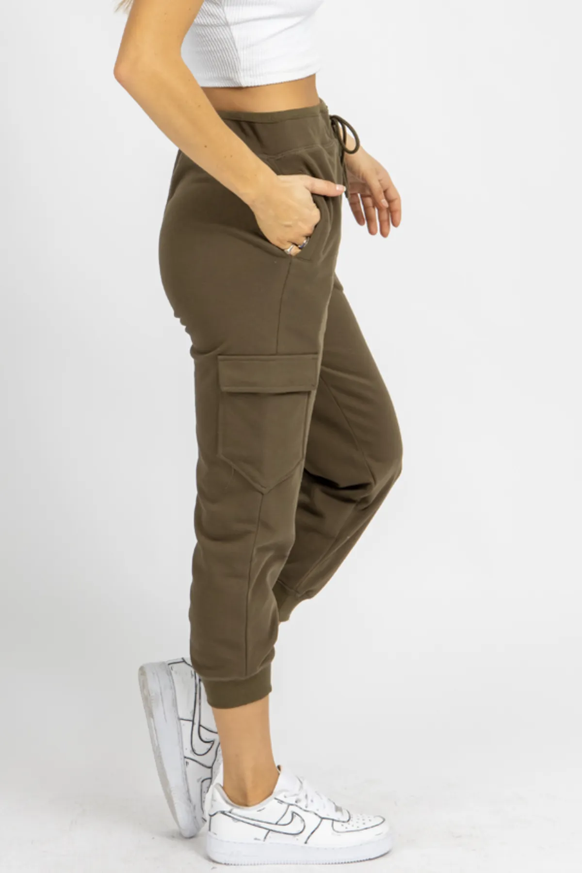 OLIVE CARGO RELAXED JOGGERS