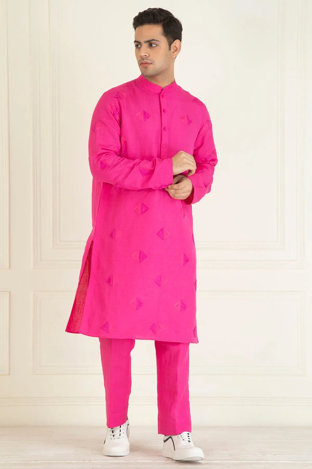 Pink Comfort Fitted Kurta Set