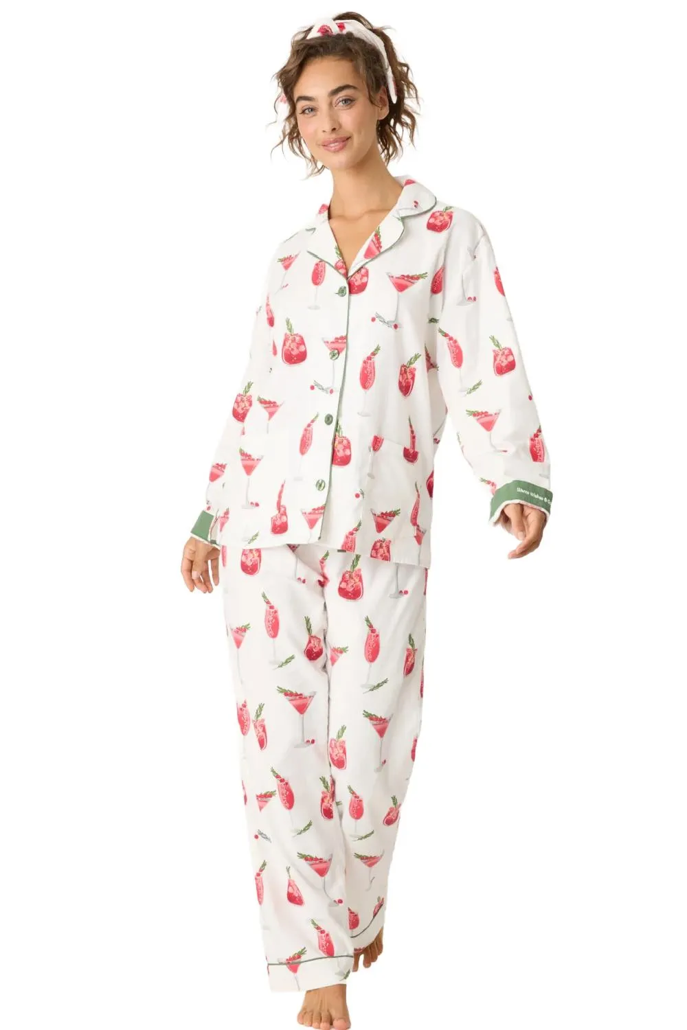 PJ Salvage Cranberries & Cocktail Flannel Set, Ecru (RPFLPJ)