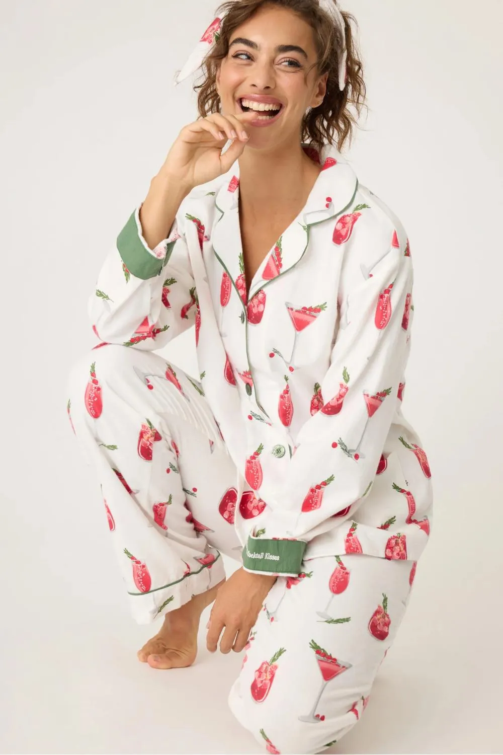 PJ Salvage Cranberries & Cocktail Flannel Set, Ecru (RPFLPJ)