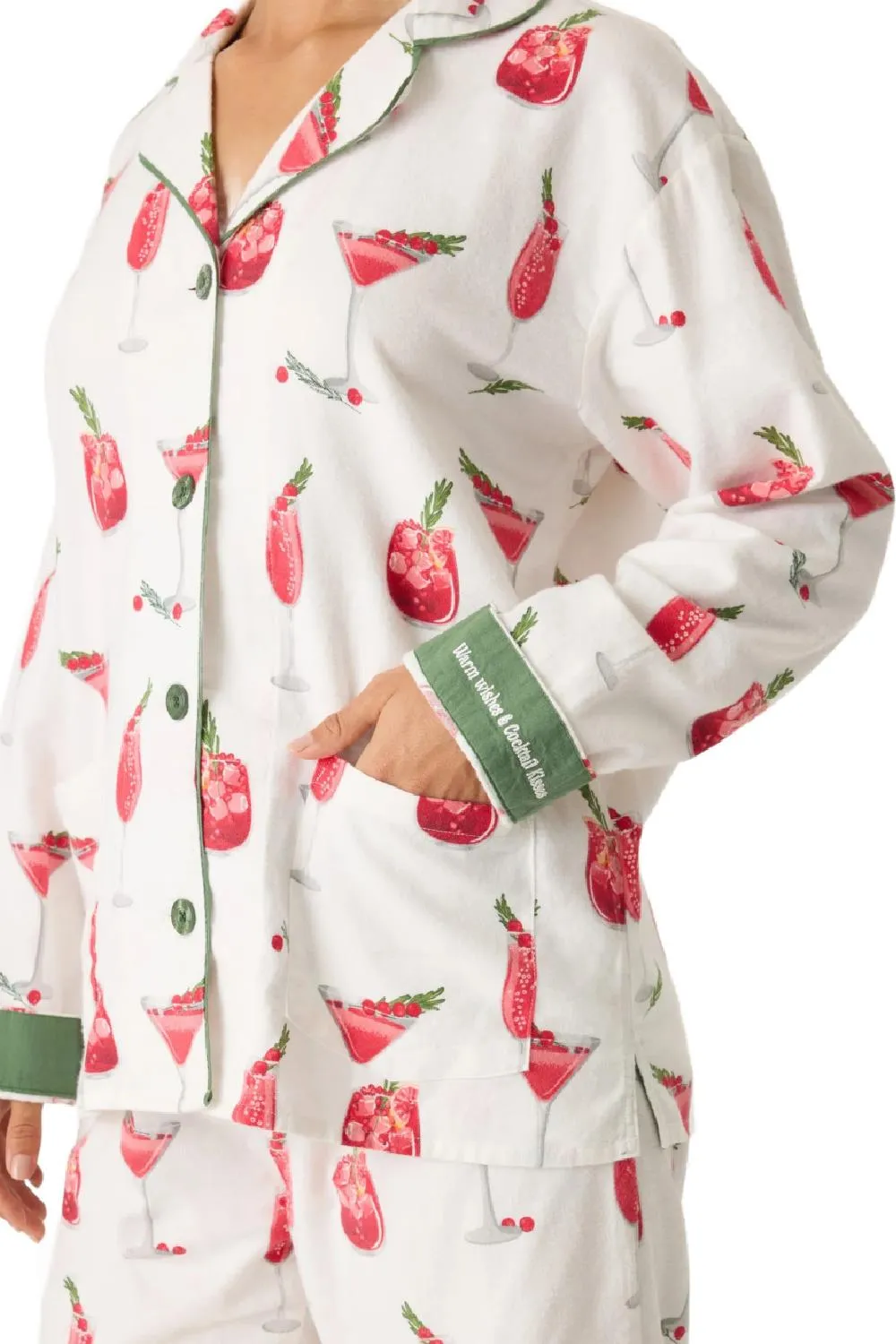 PJ Salvage Cranberries & Cocktail Flannel Set, Ecru (RPFLPJ)