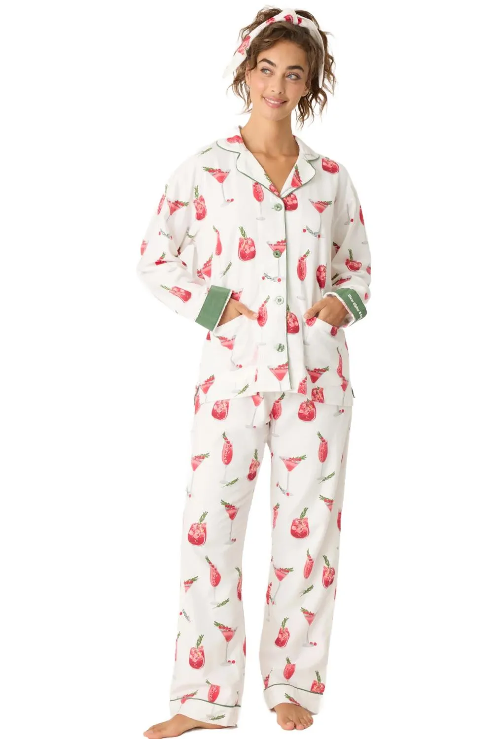 PJ Salvage Cranberries & Cocktail Flannel Set, Ecru (RPFLPJ)