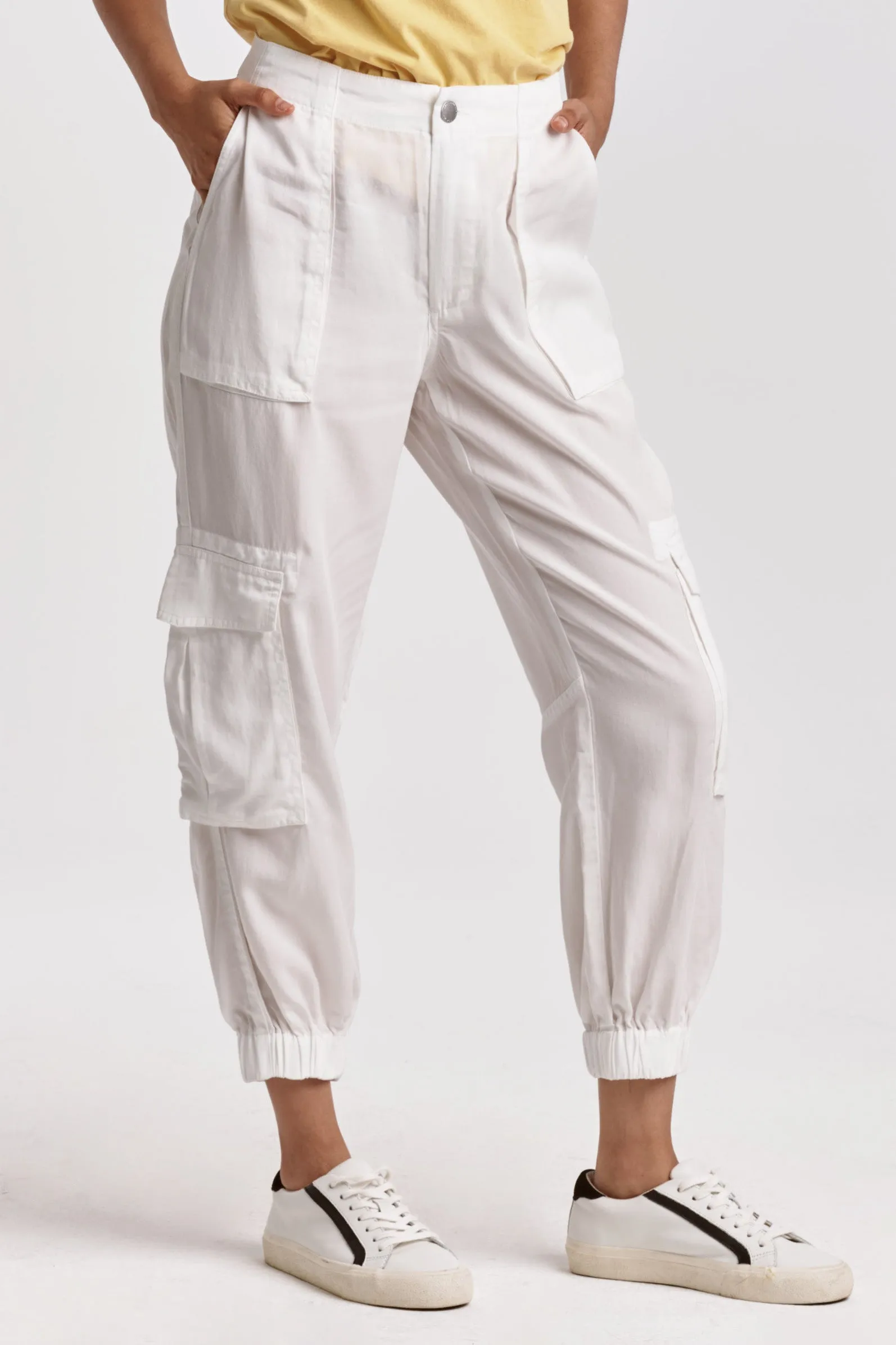 SANDY SUPER HIGH RISE ANKLE TROUSER PANTS WHITE