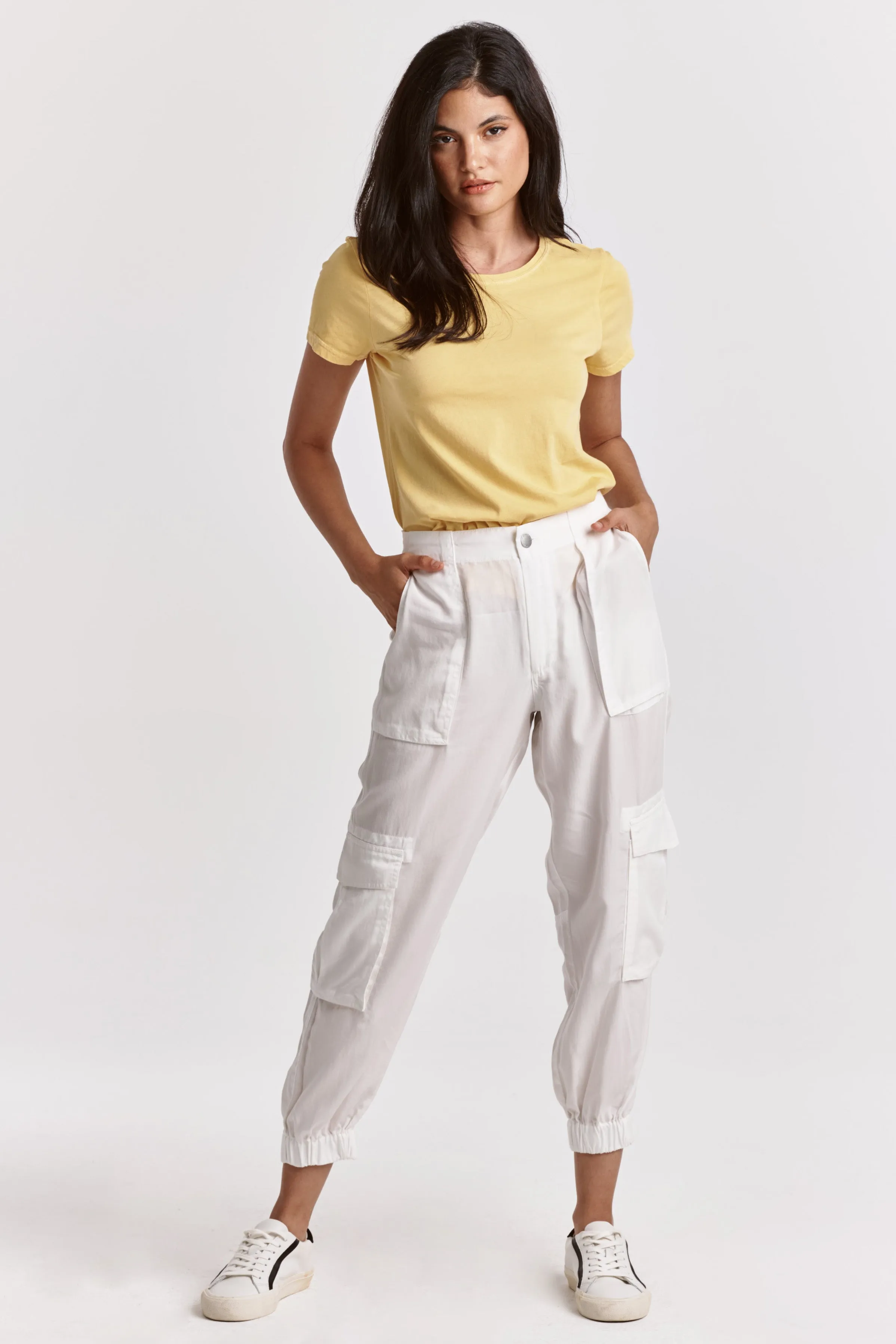 SANDY SUPER HIGH RISE ANKLE TROUSER PANTS WHITE