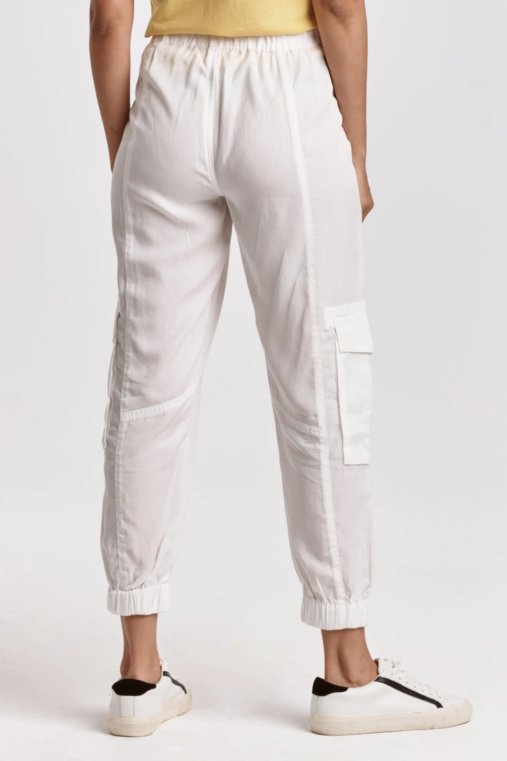 SANDY SUPER HIGH RISE ANKLE TROUSER PANTS WHITE