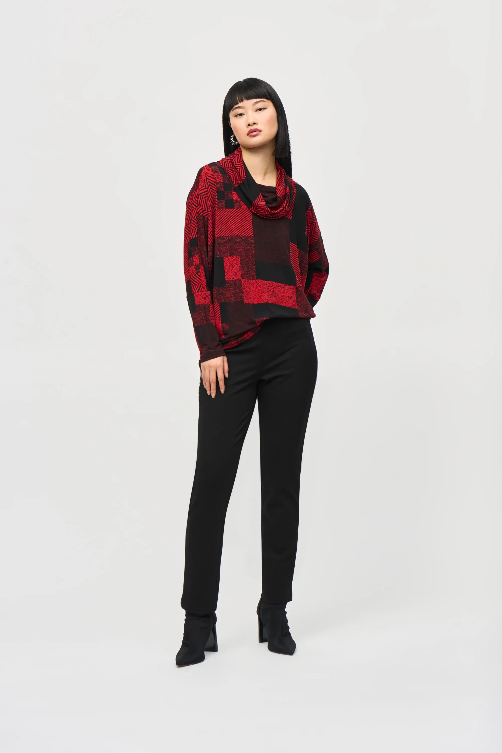 Silky Knit Patchwork Print Boxy Top