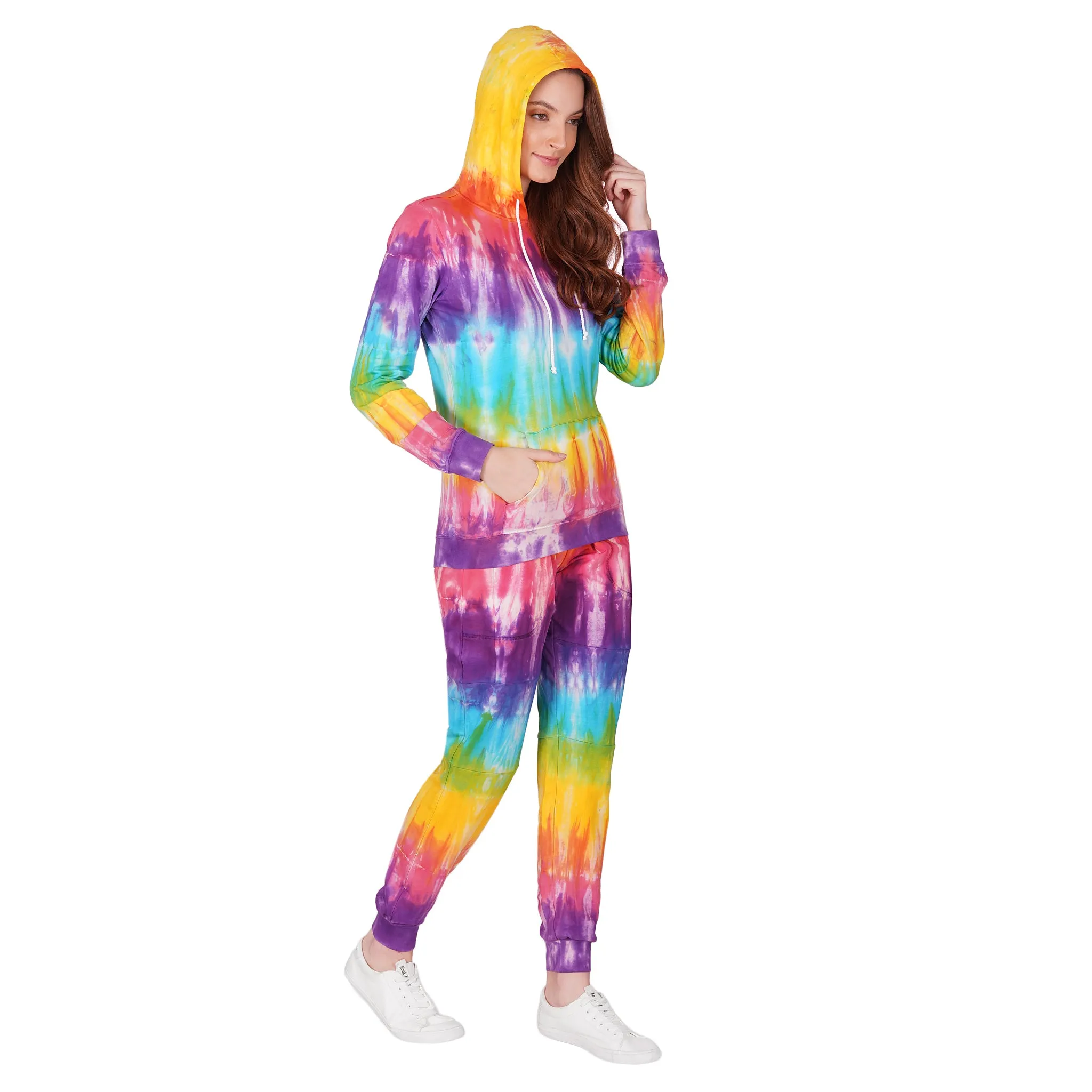 SLAY. Women's Rainbow Tie Dye Hoodie & Joggers Co-ord Set