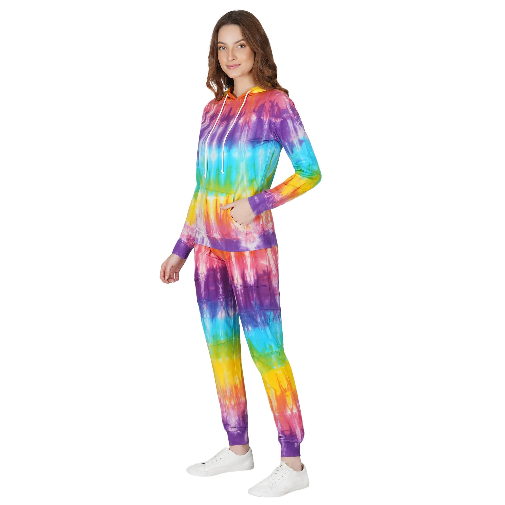 SLAY. Women's Rainbow Tie Dye Hoodie & Joggers Co-ord Set