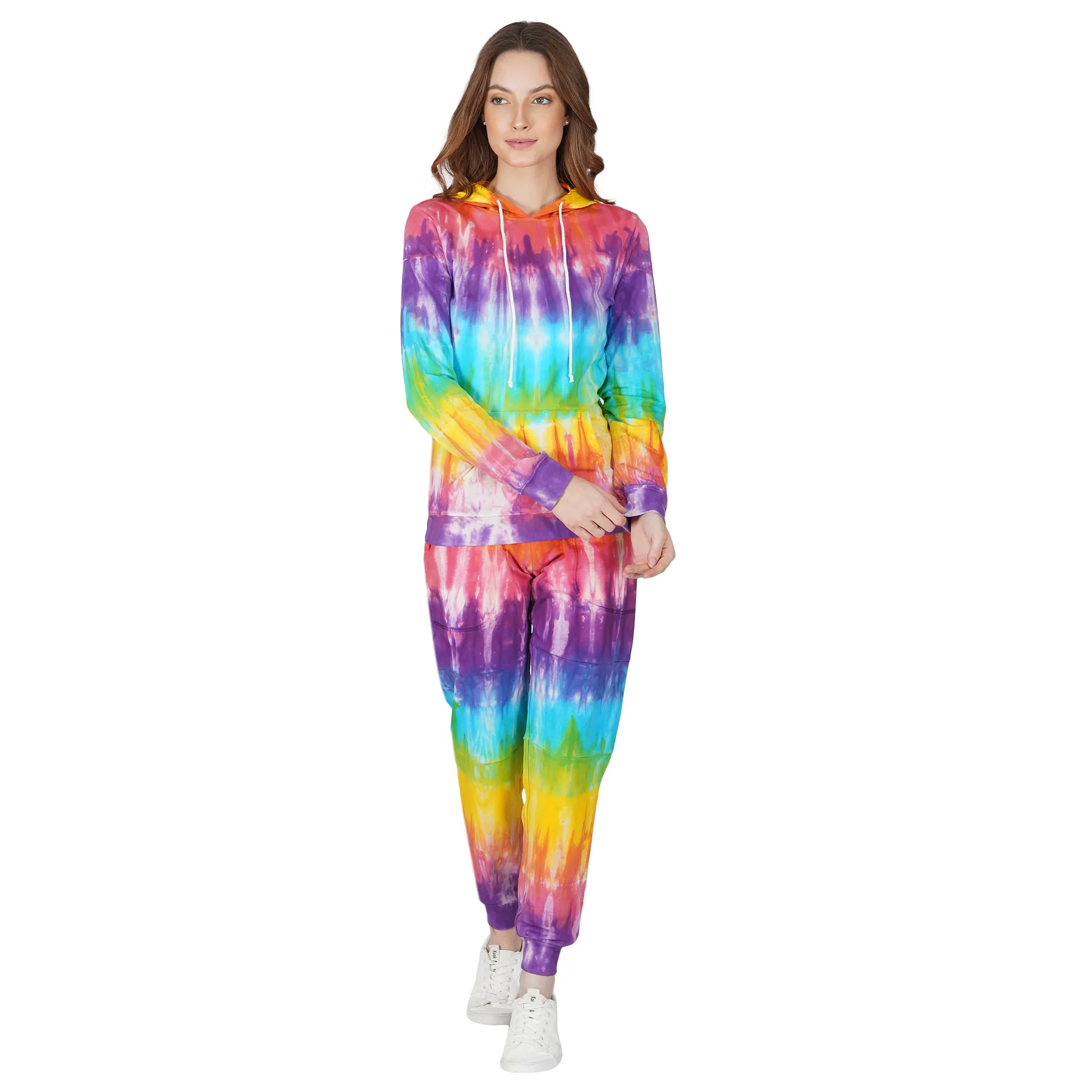 SLAY. Women's Rainbow Tie Dye Hoodie & Joggers Co-ord Set