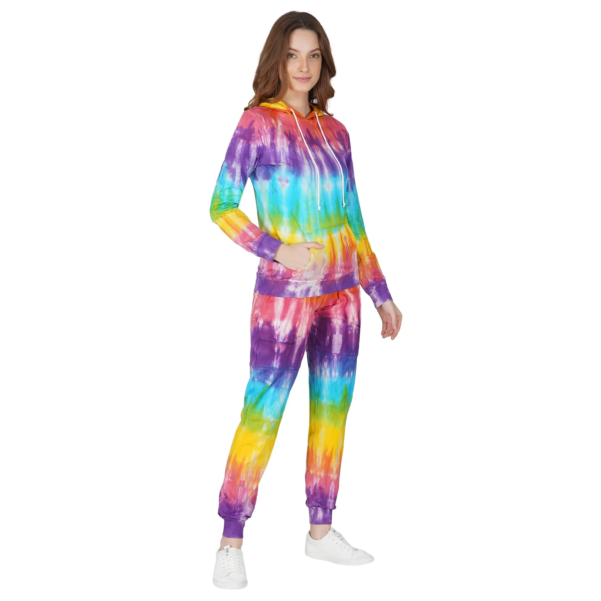 SLAY. Women's Rainbow Tie Dye Hoodie & Joggers Co-ord Set