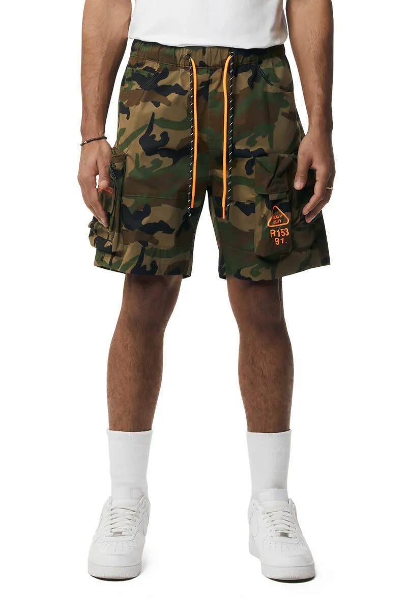 Smoke Rise - Utility Nylon Cargo Shorts (Wood Camo)