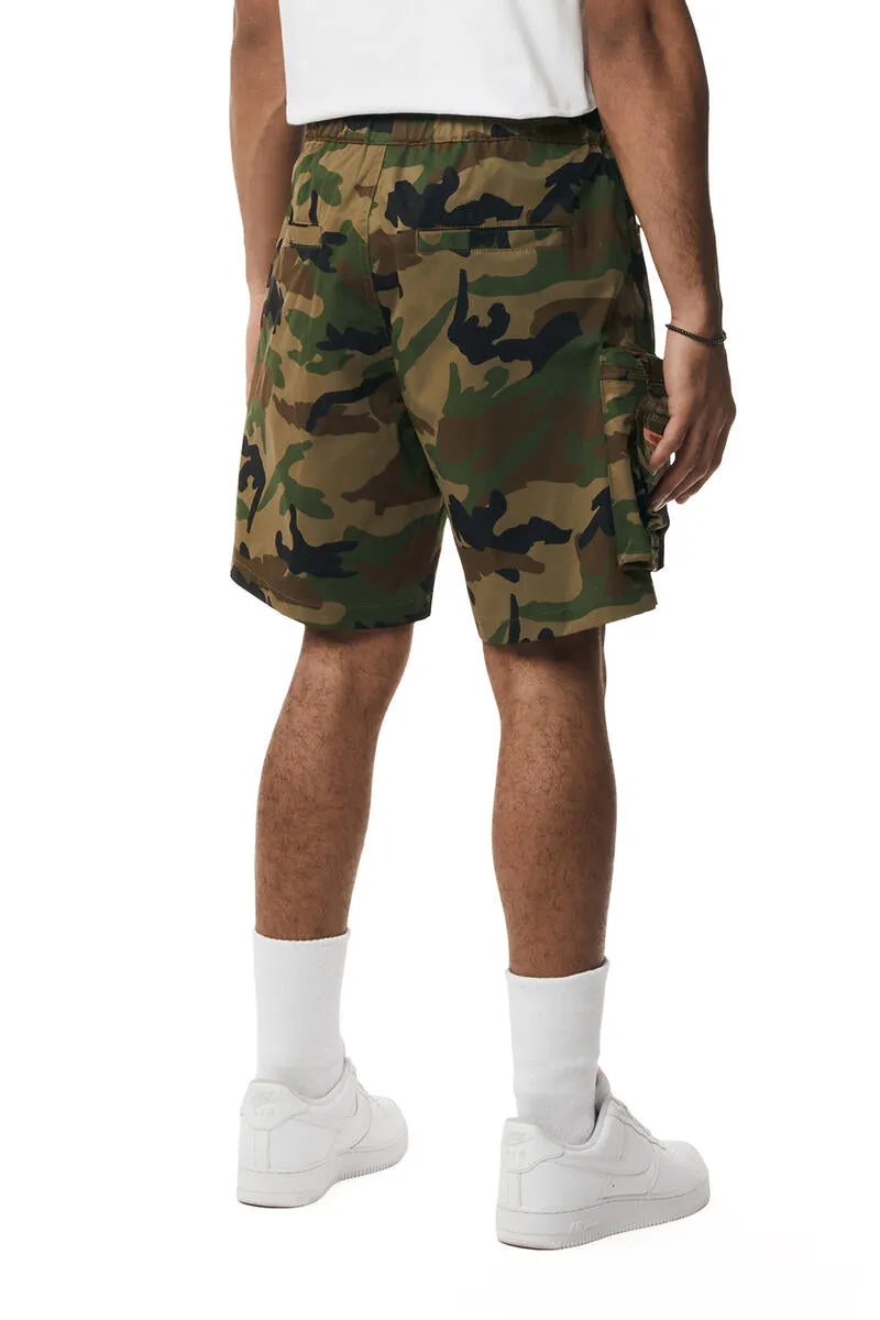 Smoke Rise - Utility Nylon Cargo Shorts (Wood Camo)