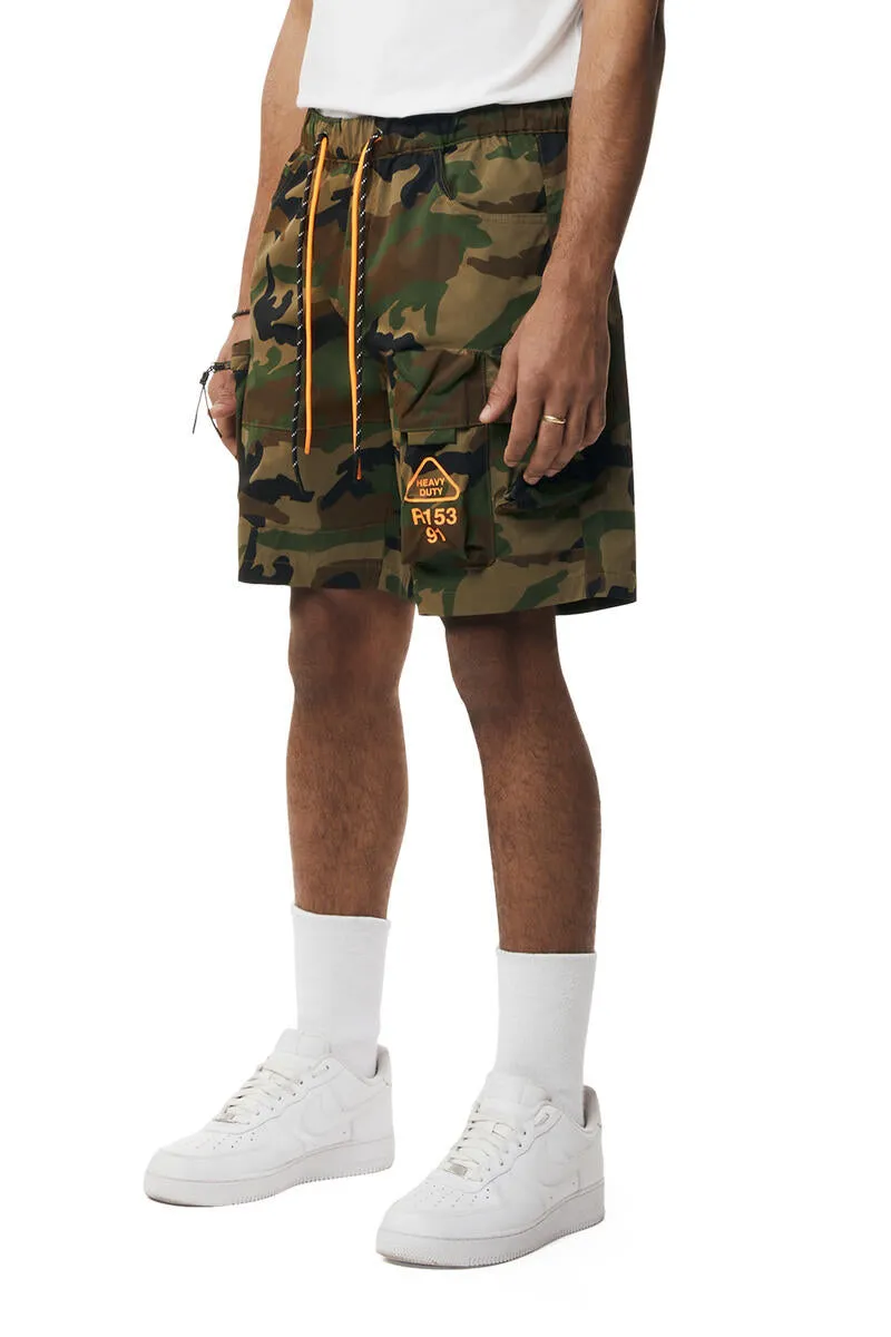 Smoke Rise - Utility Nylon Cargo Shorts (Wood Camo)