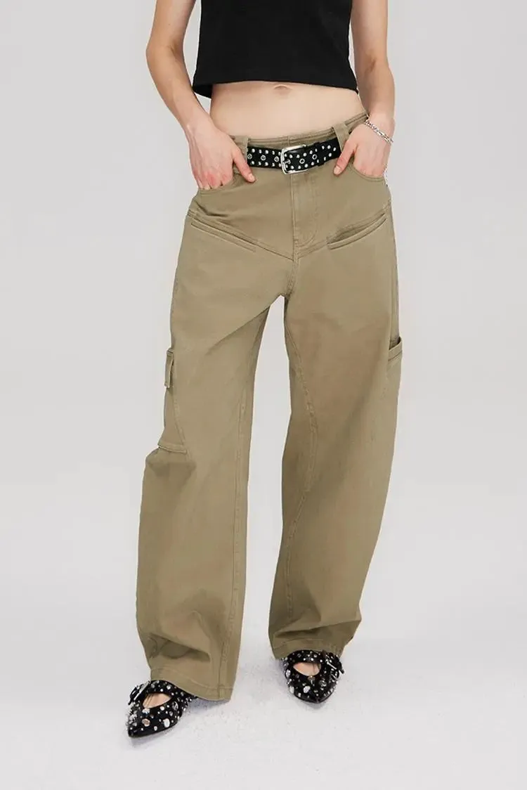 Structured Baggy Green Cargo Pants