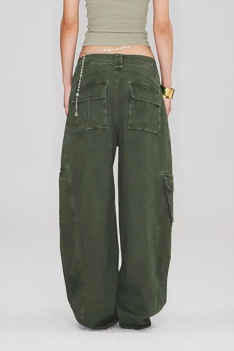 Structured Baggy Green Cargo Pants