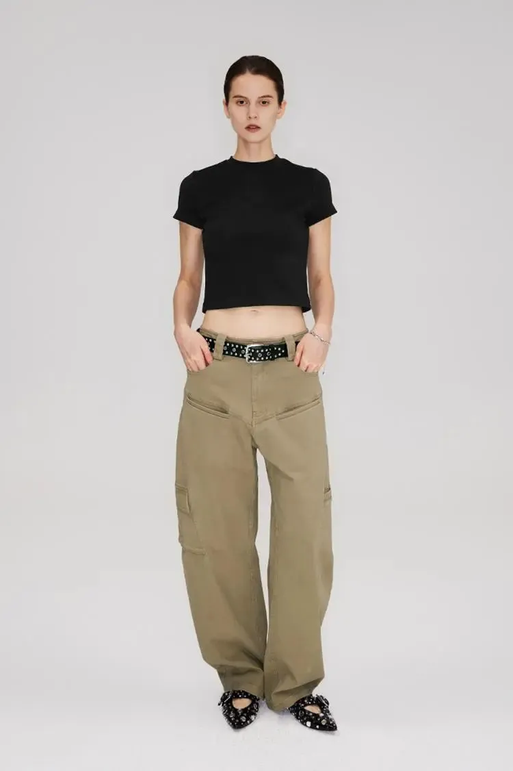 Structured Baggy Green Cargo Pants