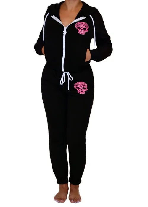 Sugar Skull Cropped Zipup Hoodie