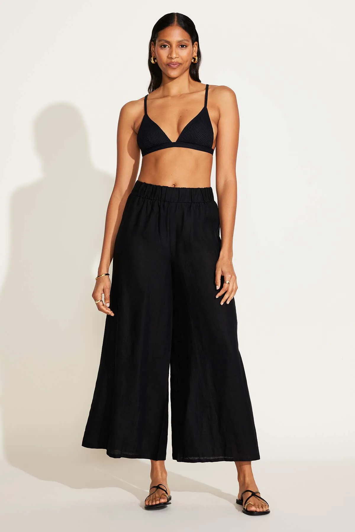 Tallows Linen Wide Leg Pant - Black EcoLinen