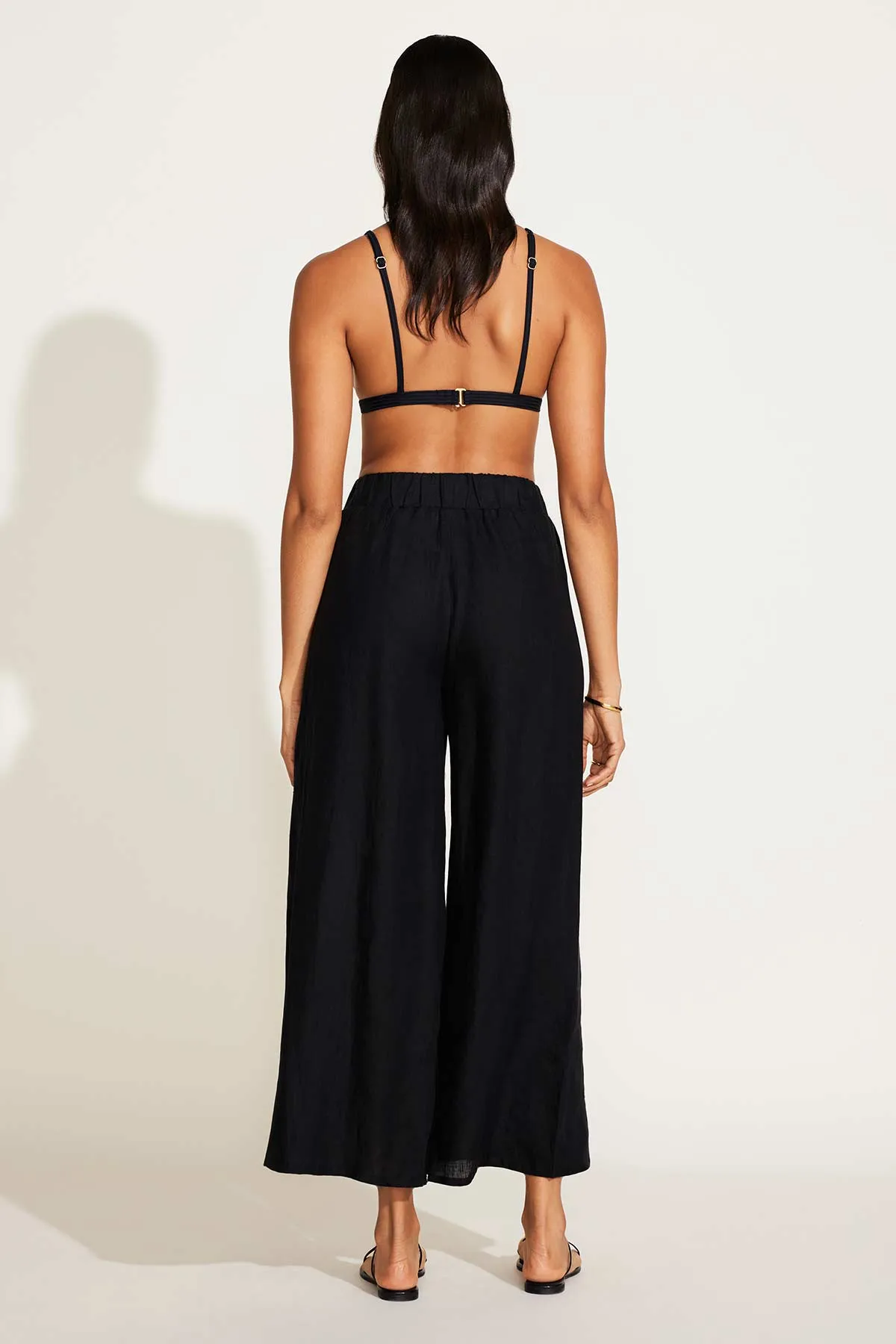 Tallows Linen Wide Leg Pant - Black EcoLinen