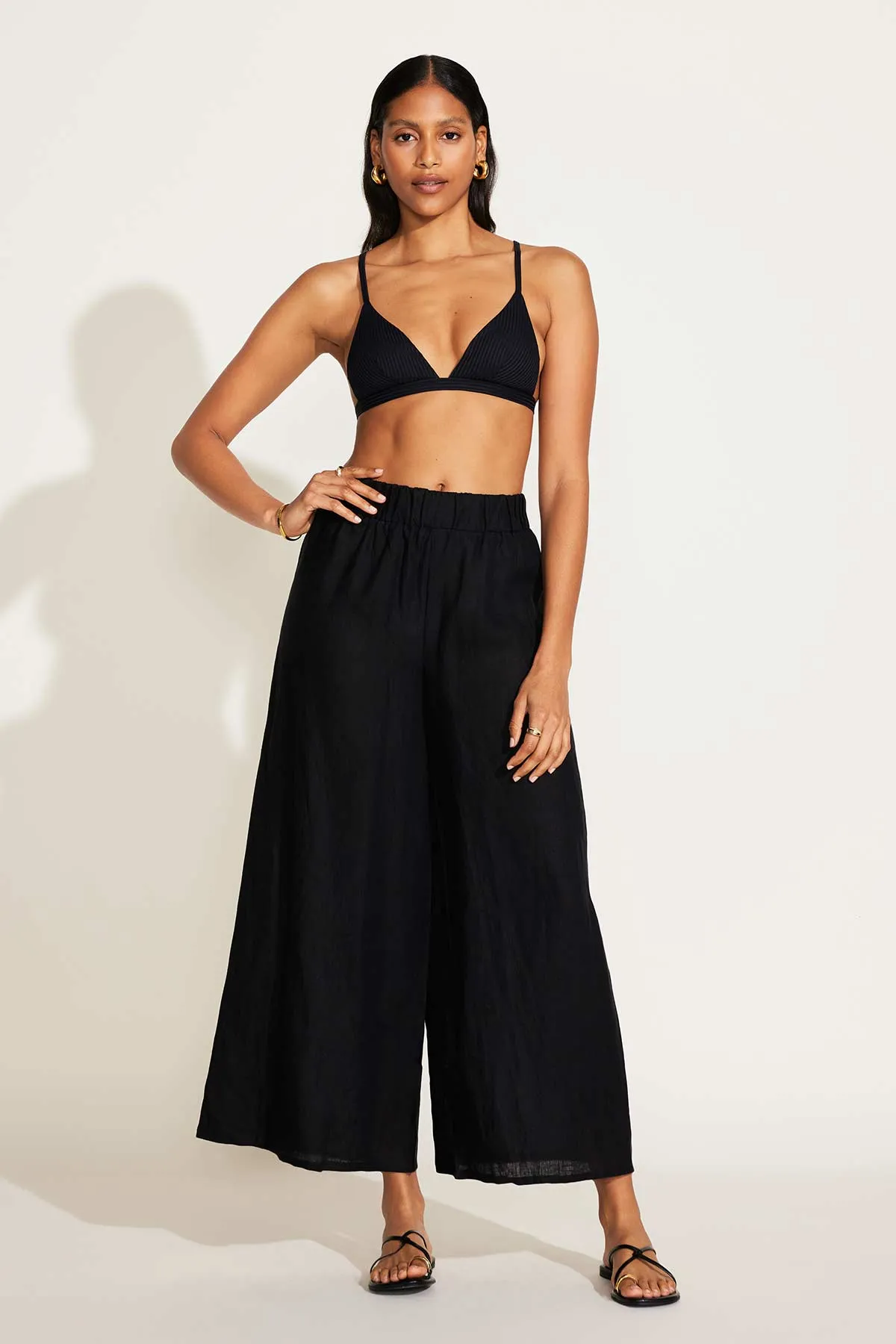 Tallows Linen Wide Leg Pant - Black EcoLinen