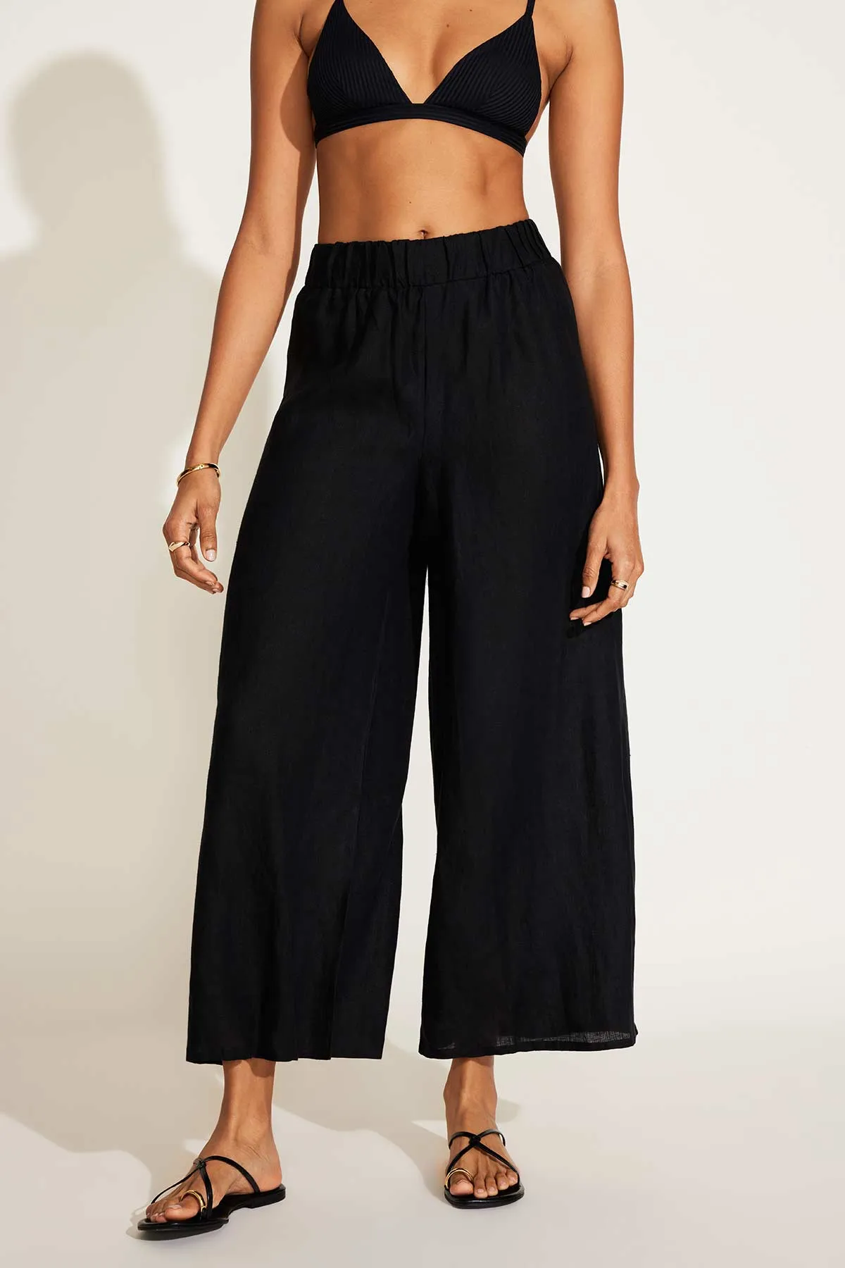 Tallows Linen Wide Leg Pant - Black EcoLinen