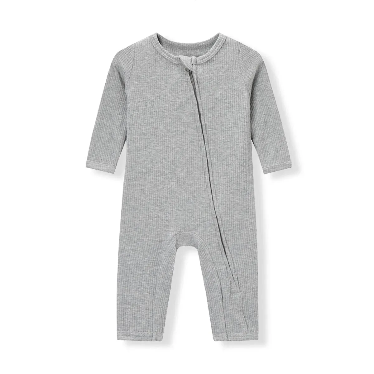 Tri-Blend Stretch LS Zipper Pajama in Grey