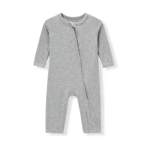 Tri-Blend Stretch LS Zipper Pajama in Grey