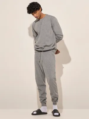 WES Lounge Grey Relaxed-Fit Mid-Rise Cotton Joggers