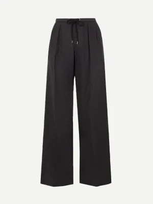 Wide Leg Linen Pant in Black